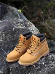 Men  Boots  Leather Shoes Men Popular Comfy Spring Autumn  Shoes Working Ankle Boots  Waterproof Shoes Lovers Shoes Yellow Boots