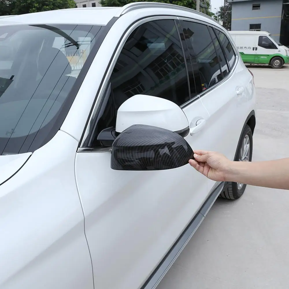 

2pcs Black Carbon Fiber Style ABS Exterior Side Rearview Mirror Cap Cover Trim for BMW X3 X4 G01 G02 2018 2019 Model Accessories