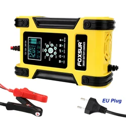 Car Smart Battery Charger Test EU Plug 100-240V Input 12V 24V Output for Lead-acid Lithium Iron Batteries Motorcycle Accessories