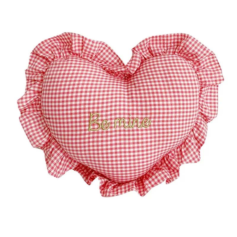 10 Styles Love Heart Shape Pillow Girl Cotton Filling Ruffles Pillows for Bed Sofa Home Cushion for Children 40x45cm 0.5KG