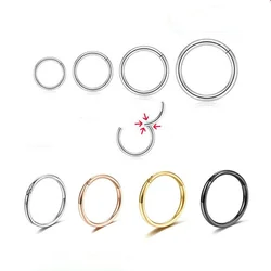 Stal chirurgiczna kolczyk w nosie Clicker zawias ucho Helix Tragus pierścień Hoop Piercing biżuteria grubość 0.8mm 1mm 1.2mm 1.6mm