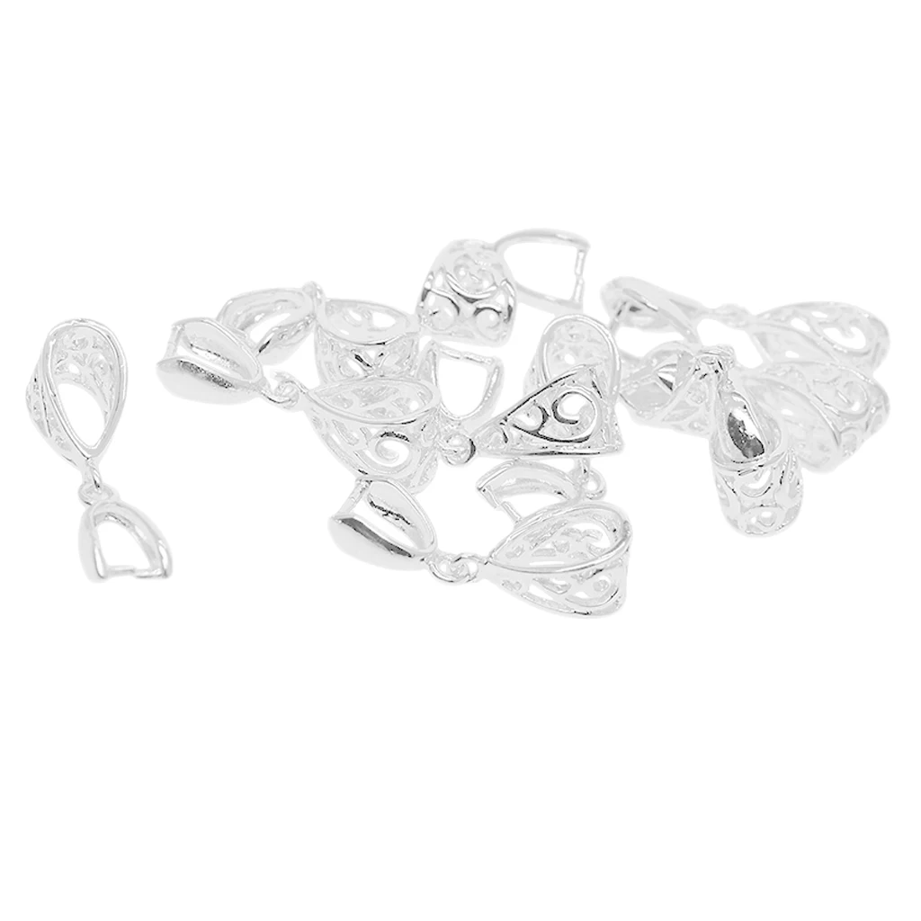 10Pcs Silver Pendant Findings Bails for DIY Crafts