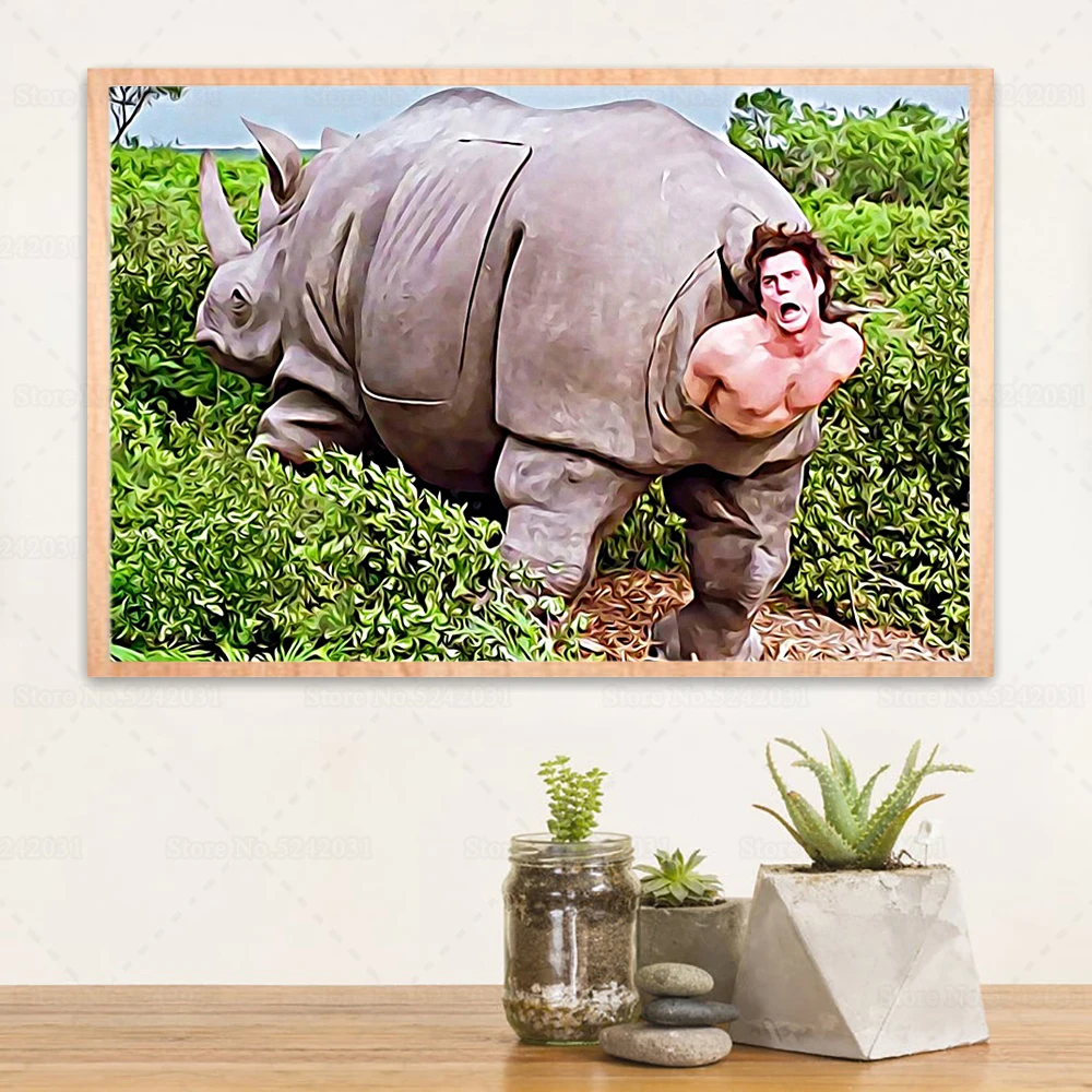 Ace Ventura Poster Rhino Scene Canvas Painting Funny Posters Wall Art Decoration