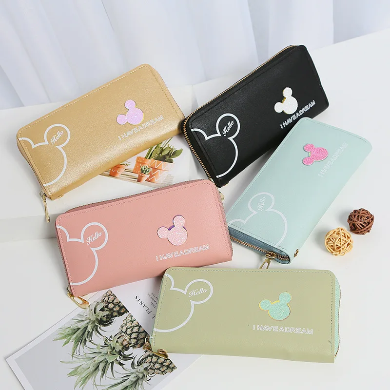 Disney Mickey Mouse Purse Multi compartment card slot pocket cartoon women bag small fresh zero wallet small square Bag Wallet