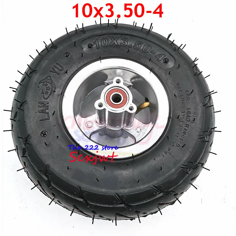 4 Inch Hub Rim with 10x350-4 Tube Tyre Brake Disc Sprocket Pump 10x3.50-4 Tires Wheels Fits ATV Quad Go Kart 47cc 49cc