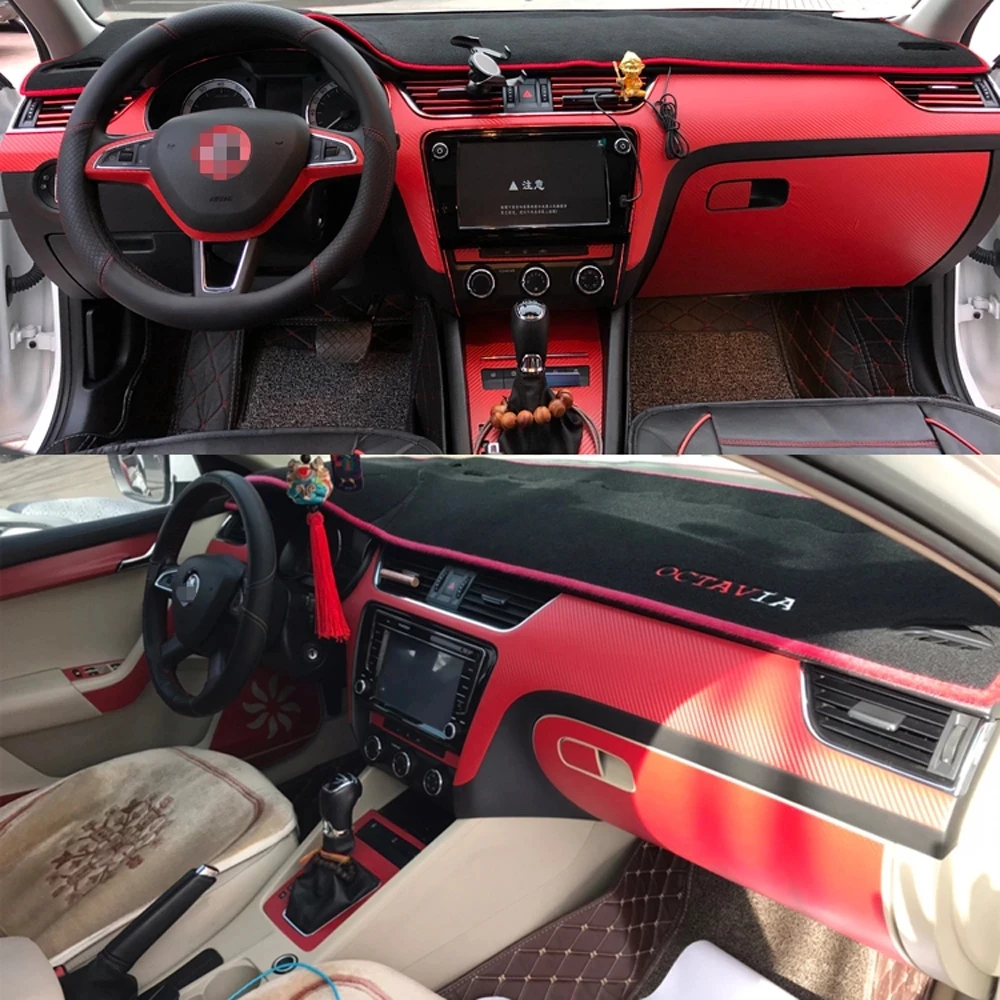 Car Interior Accessories 5D Carbon Fiber Sticker For Skoda Octavia 2015-2019 Internal Central Control Panel Door Handle Styling view 5