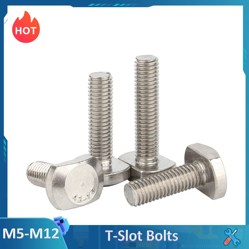 M5 M6 M8 M10 M12 304 Stainless Steel T Shape Punch Milling Machine Screw Threaded Rod Clamping Cap Bolt T-Slot Bolts T-Head Bolt