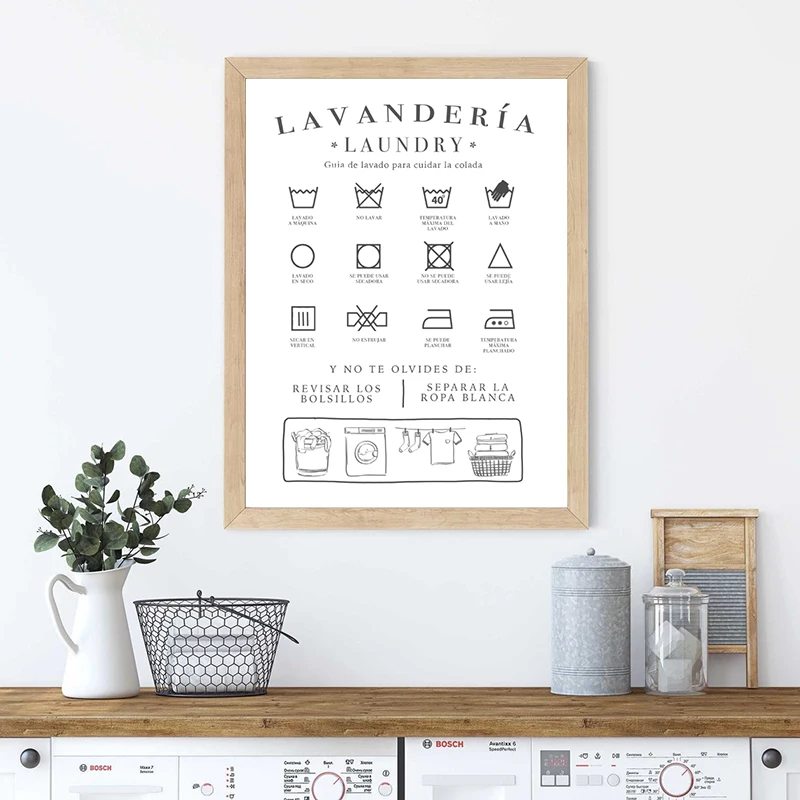 LÁMINA LAVANDERIA Spanish Laundry Room Wall Art Decoration Canvas Painting Picture Minimalist Poster Spain Housewarming Gifts