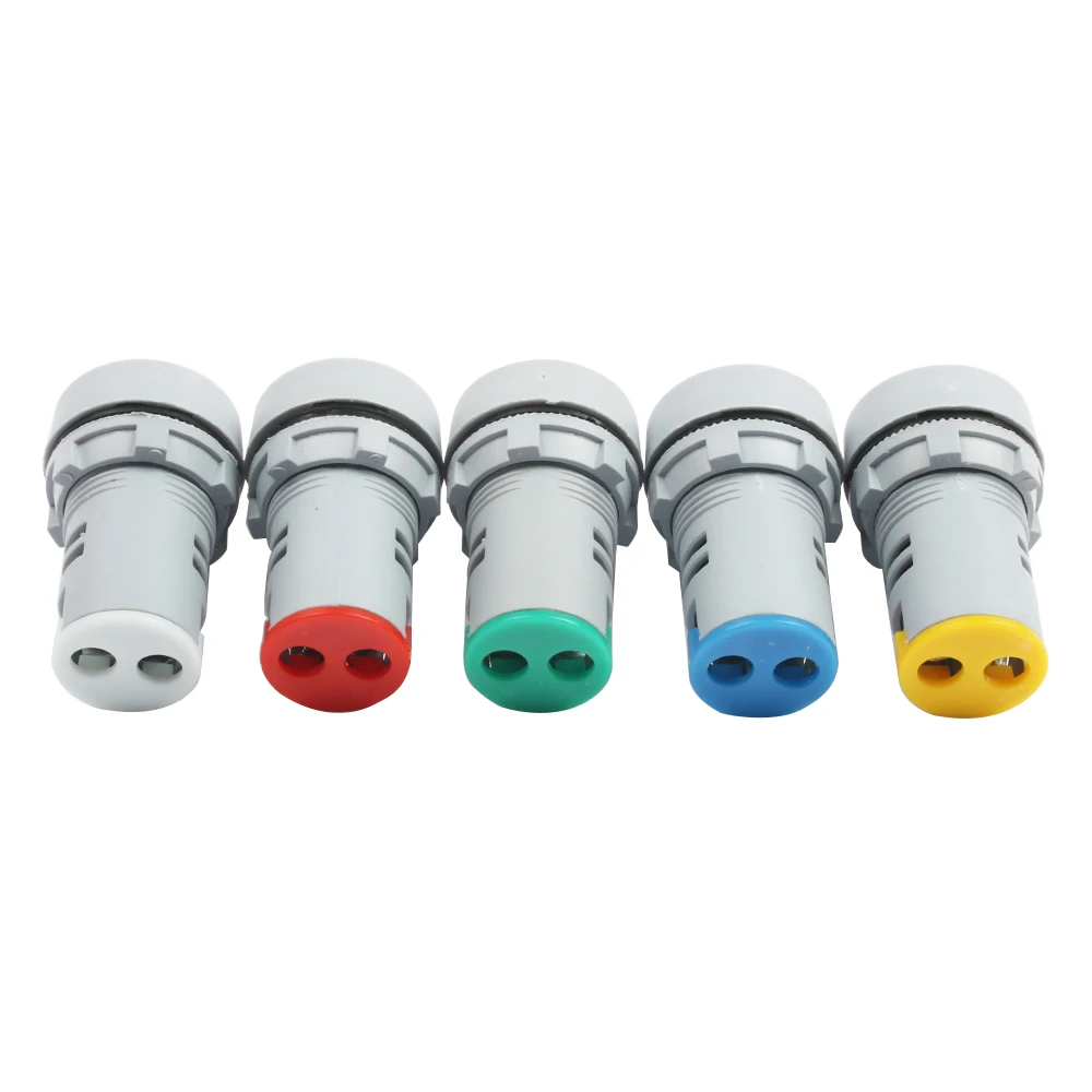 Led電圧計,22mm,AC60-500V led,パイロットライト,赤,黄,緑,青,白,デジタル電流計の列