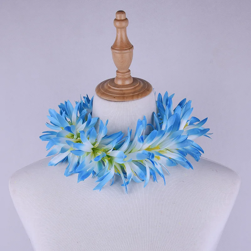 Free Shipping HL0003C-2 50Pcs/lot 5Colors 50Cm Artificial Velvet Spider Lily Neck Lei Tropical Hawaii Floral Headwear Wholesale