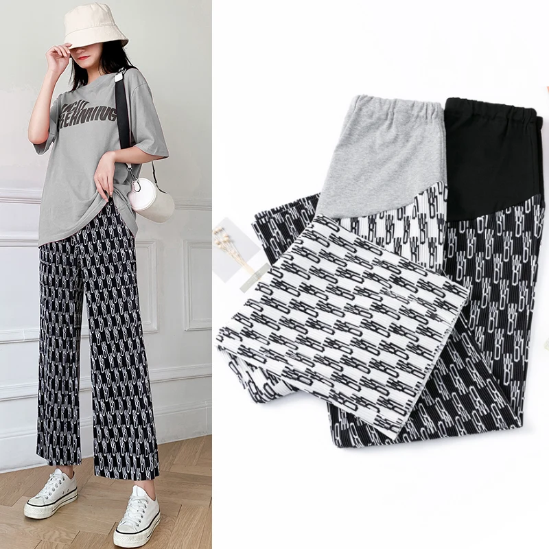 Spring Summer Maternity Pants Casual Letter Printed Pregnant Women Clothes Pregnancy Harem Trousers Fashion Street Clothing