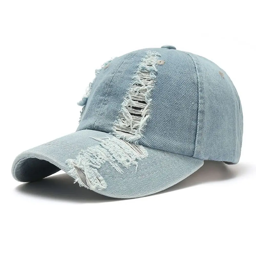 2024 Summer Trending fashion worn denim cap summer outdoor leisure visor hat trend hole baseball caps hip hop sport hats whosale