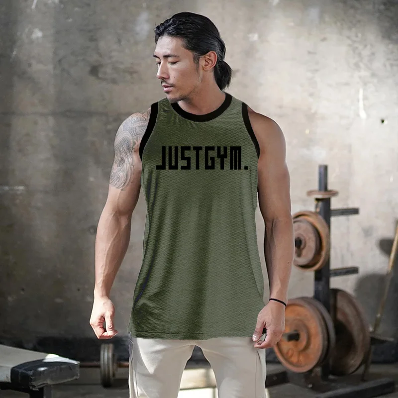 Merek Pakaian Fashion Binaraga Stringer Kebugaran Pria Gym Tank Top Rompi Otot Latihan Hanya Lakukan Gym Pakaian Olahraga Kaus