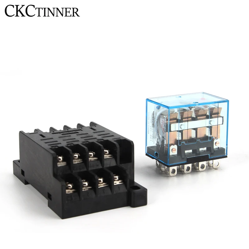 Intermediate Relay HH64P LY4NJ 10A Micro Small Electromagnetic Relay ACDC12V24V AC110V 220V 380V With 14 pins Socket base PTF14A