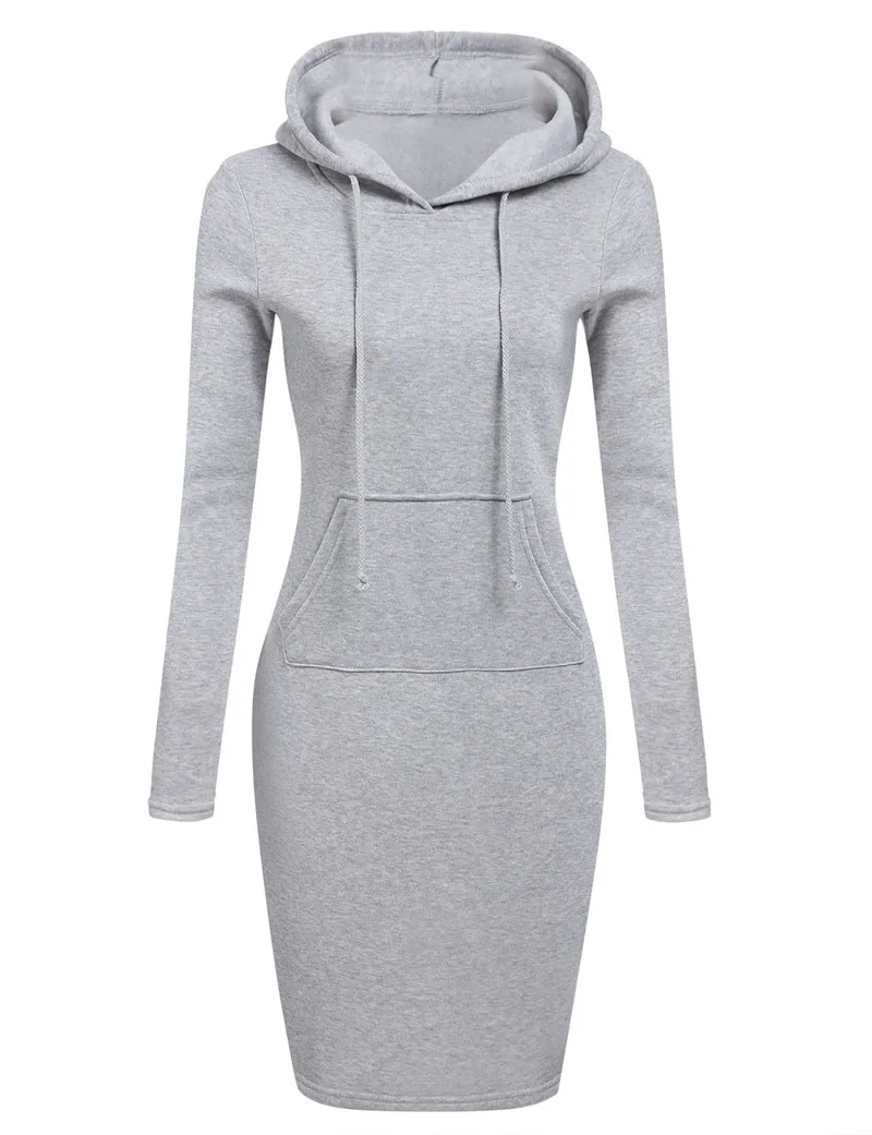 Women long Hooded Sweatshirts Dress 