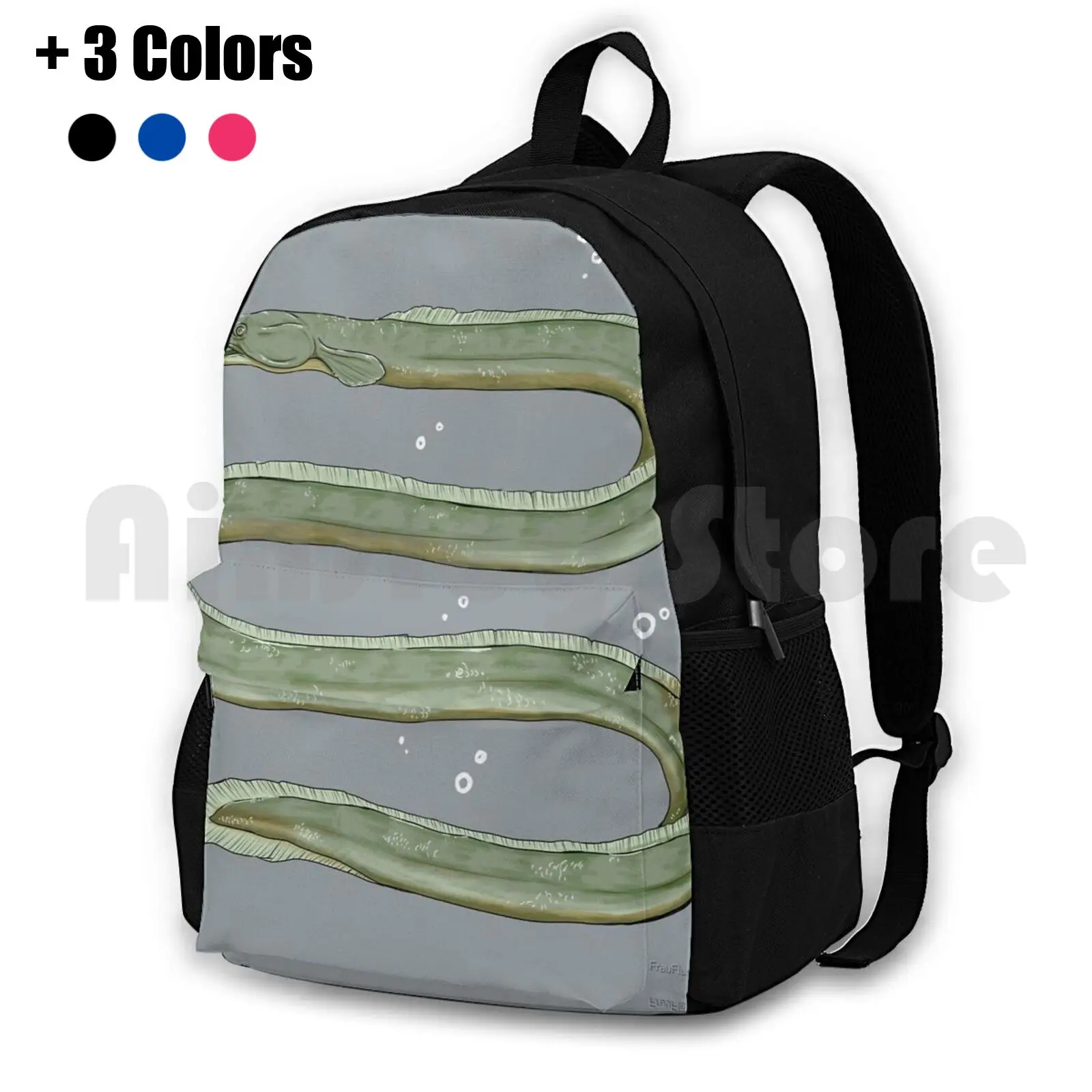 Quite Appeeling Outdoor Hiking Backpack Waterproof Camping Travel Aal Eel Fish Fisch Meer Sea Animal Green Realistic Underwater