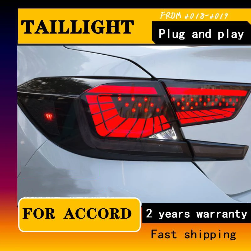 Car Styling For Honda Accord 2018 2019 Taillights TAIL Lights All LED Honda Accord Taillight Rear Lamp Dynamic Turn Signa