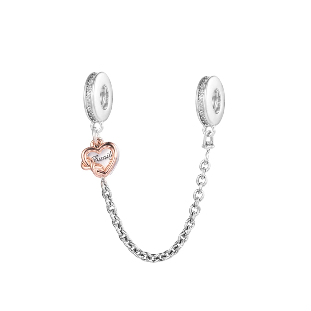 

CKK Family Heart Safety Chain подвеска Стерлинговое Серебро 925 оригинальные бусины для изготовления браслетов и ювелирных изделий