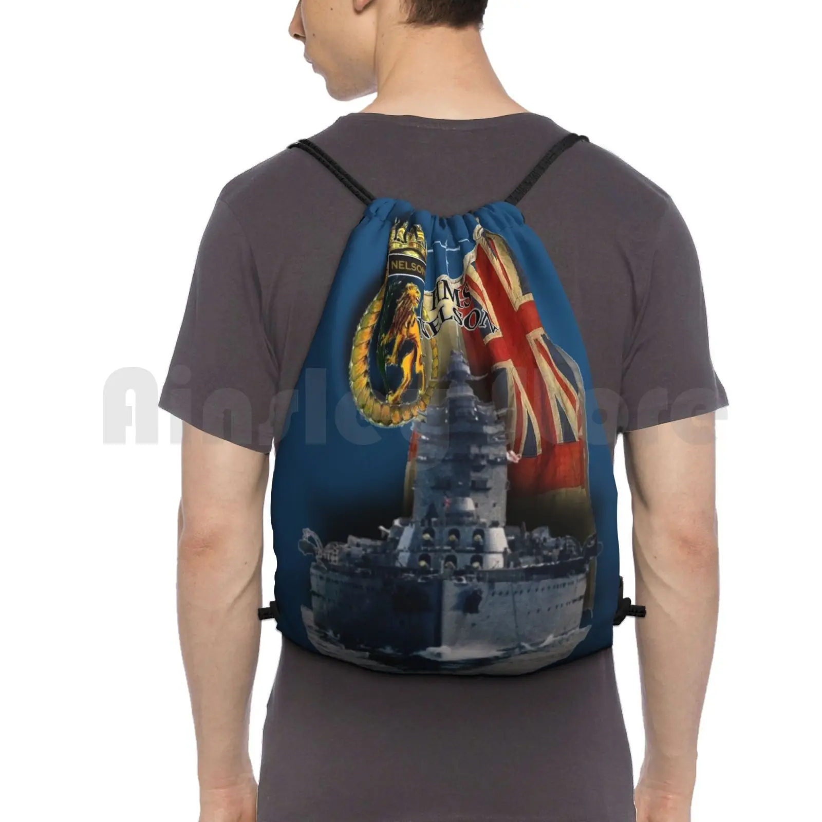 

" Hms Nelson " Backpack Drawstring Bags Gym Bag Waterproof Idea Ships Warships Royal Navy Great Britain England Online