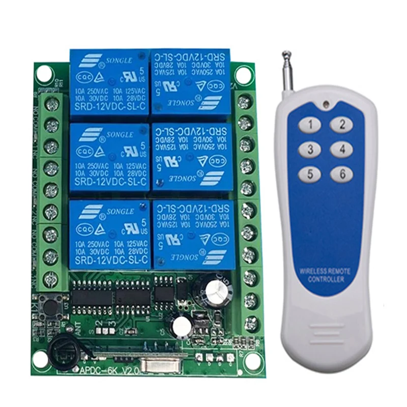 500m DC 12V 24V 6CH 6 CH Channel Wireless Remote Control Controller Radio Switch Transmitter Receiver 315 / 433 MHz