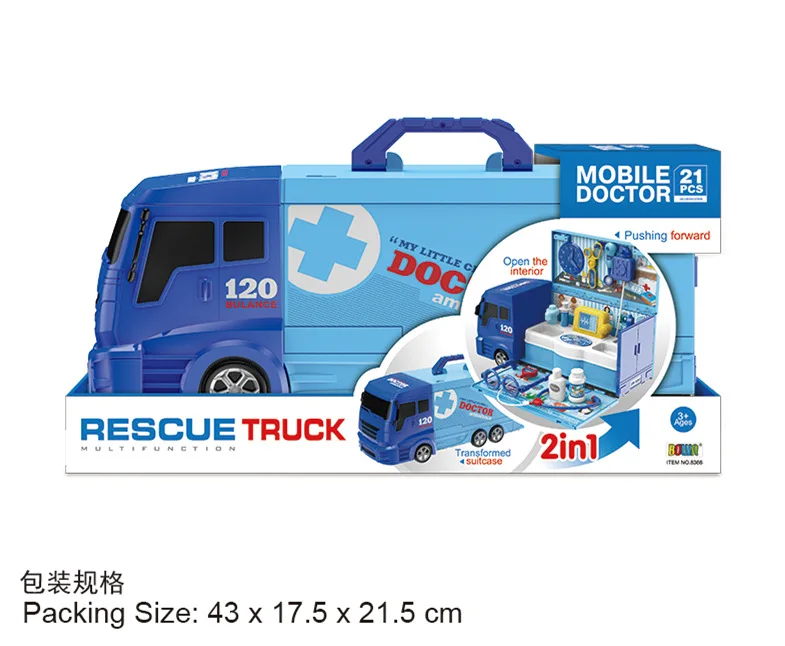 21 PCS Simulation Medical Rescue Truck Blocks ambulance injection needle tool kit doctor house toy Blocks Child Pretend Play set