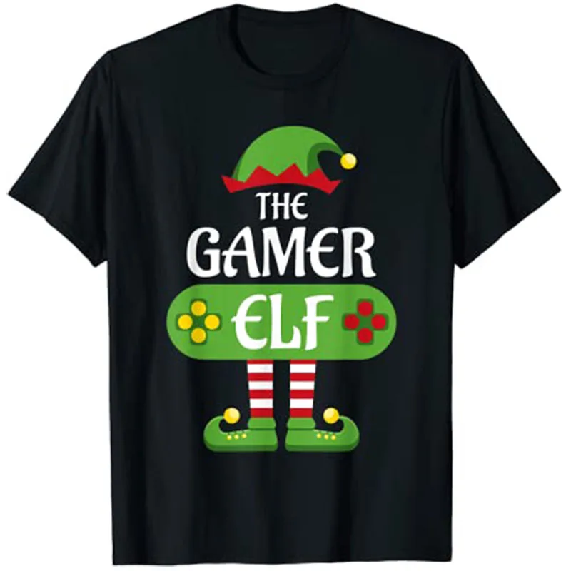 Gamer Elf Christmas Matching Group Family T-Shirt Customized Products Kids Tee Tops