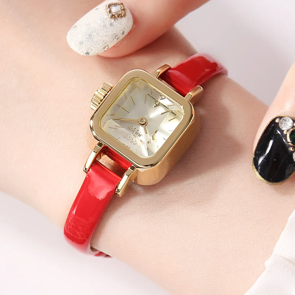 Lady Women\'s Watch Japan Quartz Hours Fine Fashion Dress Bracelet Leather Lovely Mini Candy Square Cute Girl Gift Julius No Box