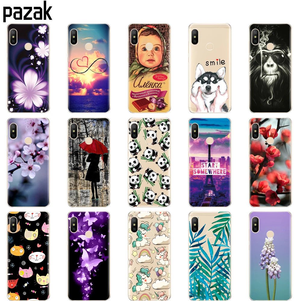 Silicone case For Xiaomi MI A2 LITE Case Soft tpu Back Phone Cover For Xiaomi MI A2 LITE bumper pop painting Protection Coque