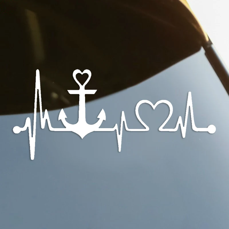

Anchor Heartbeat Lifeline Die-Cut Vinyl Decal Car Sticker Waterproof Auto Decors on Car Body Bumper Rear Window Laptop #S60304
