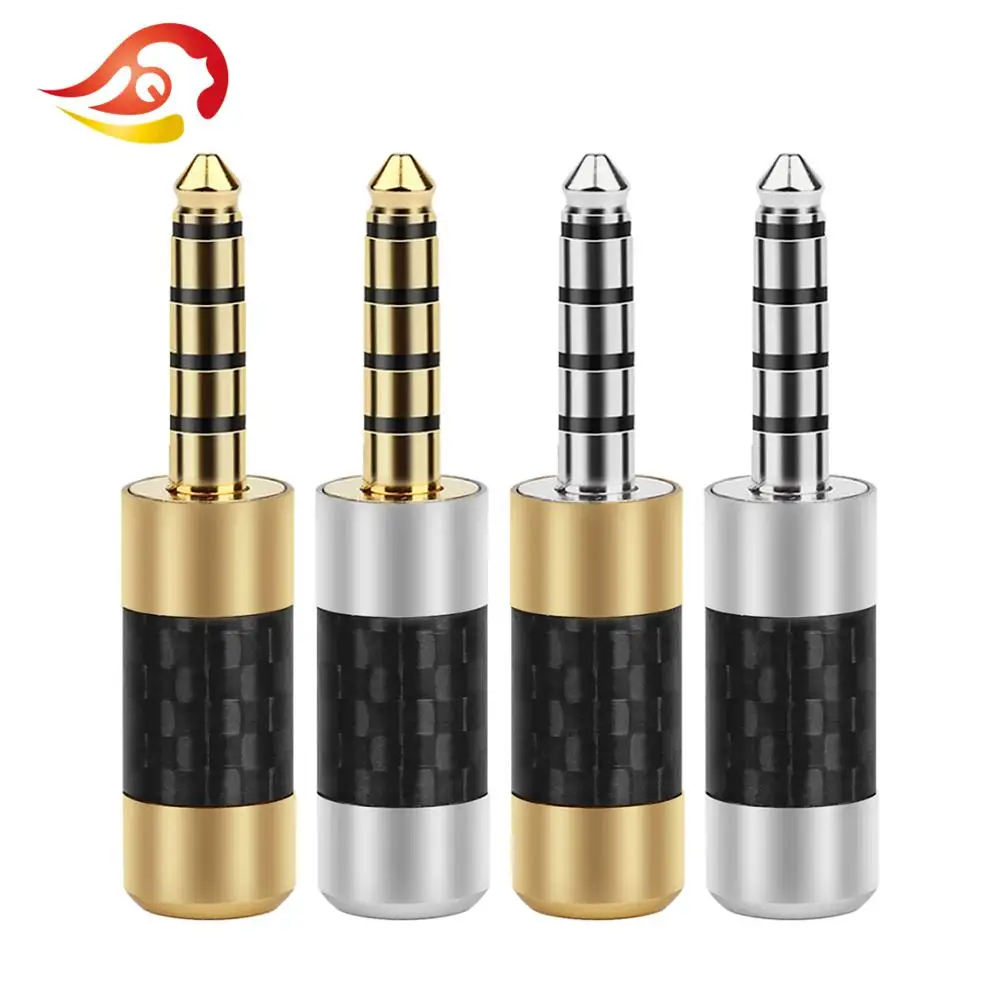 QYFANG 4.4mm 5 Poles Stereo Earphone Plug Rhodium Plated Audio Jack For NW-WM1Z/A Headphone Carbon Fiber Adapter Wire Connector