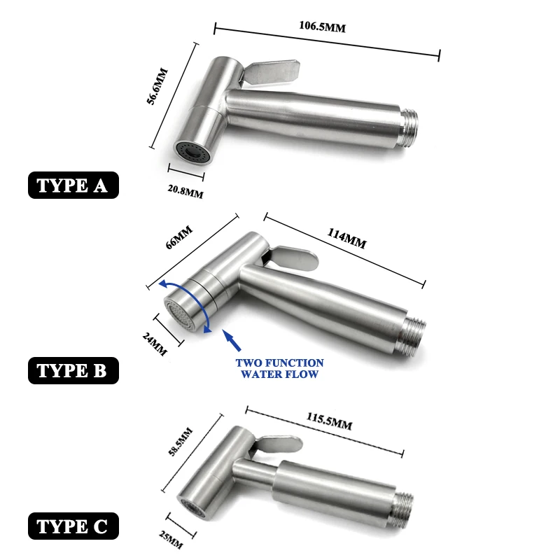 Wc Bidet Sprayer Kit Hand Halten Edelstahl Gebürstet Bidets für Bad Tank Haken Shattaf Ventil Jet Tragbare Bidet Wasserhahn