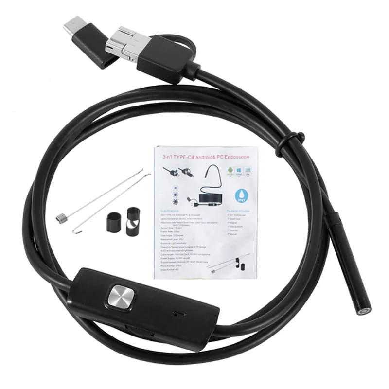 1080P la più recente fotocamera di ispezione rigida USB 2.0 MP IP68 impermeabile USB tipo-c endoscopio con 8 LED per Samsung Huawei Xiaomi PC