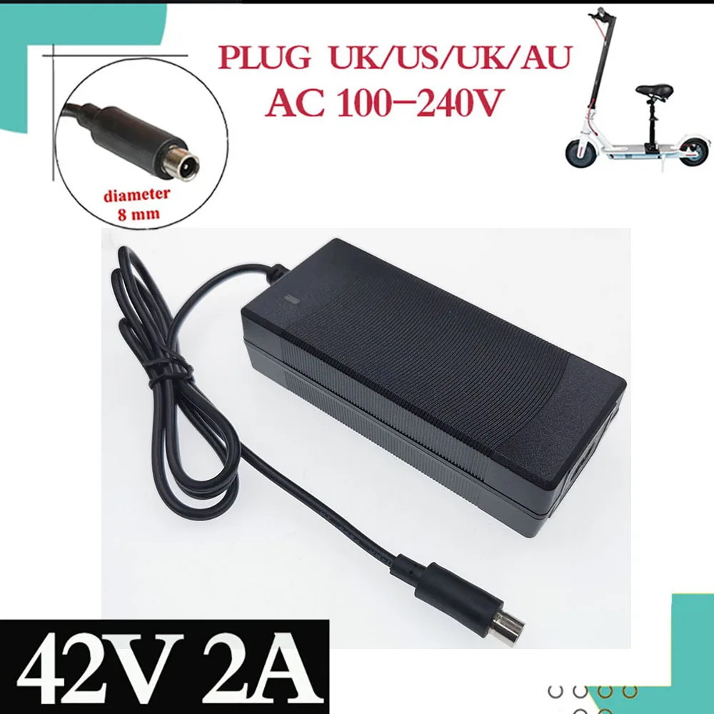 Adaptador de carregador para scooter elétrica, mais baixo preço, 42v 2a, para xiaomi mijia m365, ninebot es1 es2, carregador de acessórios para scooter elétrica