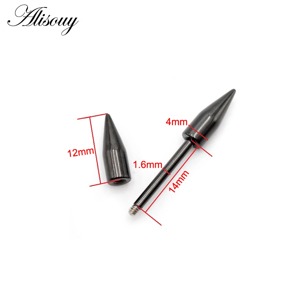 Alisouy 2pcs Stainless Steel Tip Spike Cone Sexy Women Nipple Ring Shield Barbell Ear Stud Earrings Tragus Piercing Body Jewelry