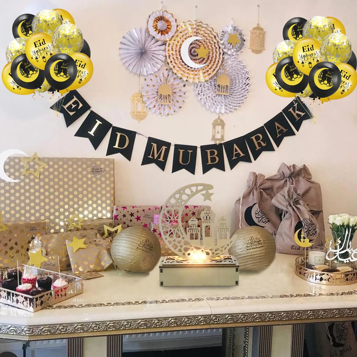 Globos Eid Mubarak para celebración Ramadan – Decoración festiva - imagen 2