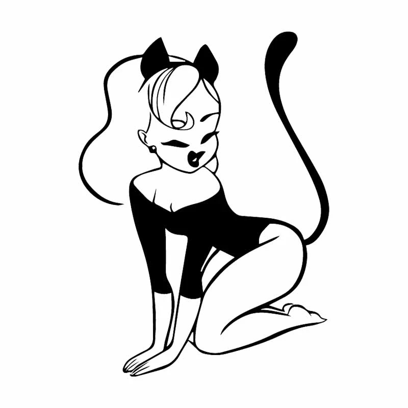 

Car Sticker Cat Woman Cute Cat Funny Cat Panther Window PVC Decals Black/silver 11.6 X15.9 Cm