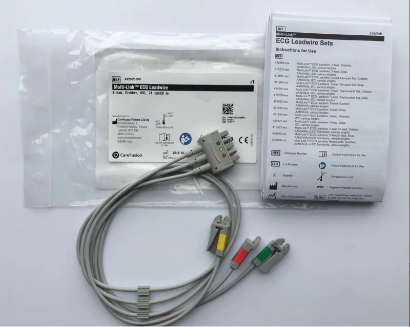 CareFusion GE Original  Multi-Link  ECG Leadwire 3-L ead, Grabber, IEC, 74cm/29in. REF: 412682-003