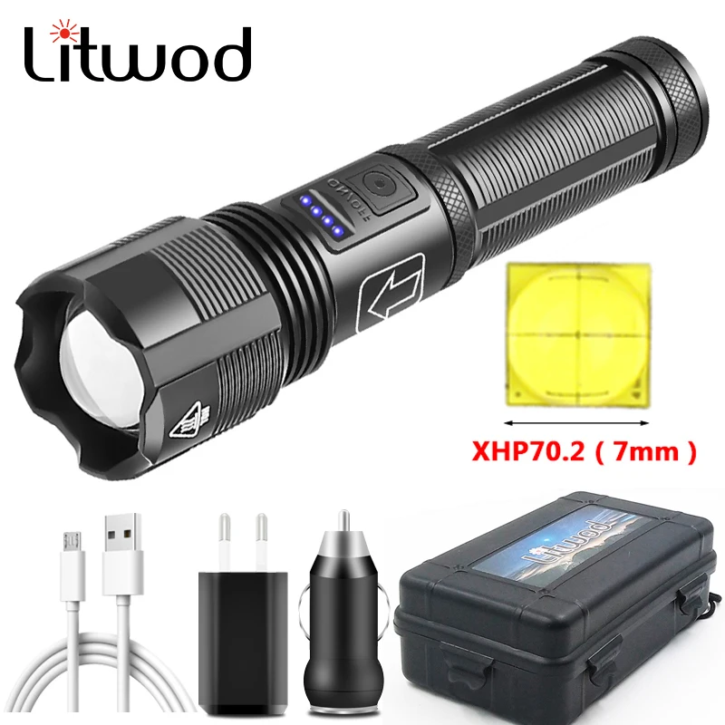 Zoomable XHP70.2 4-core High Quality Tactical Led Flashlight Power By 18650 AAA Battery Usb Rechargeable Torch XHP50.2 Lantern