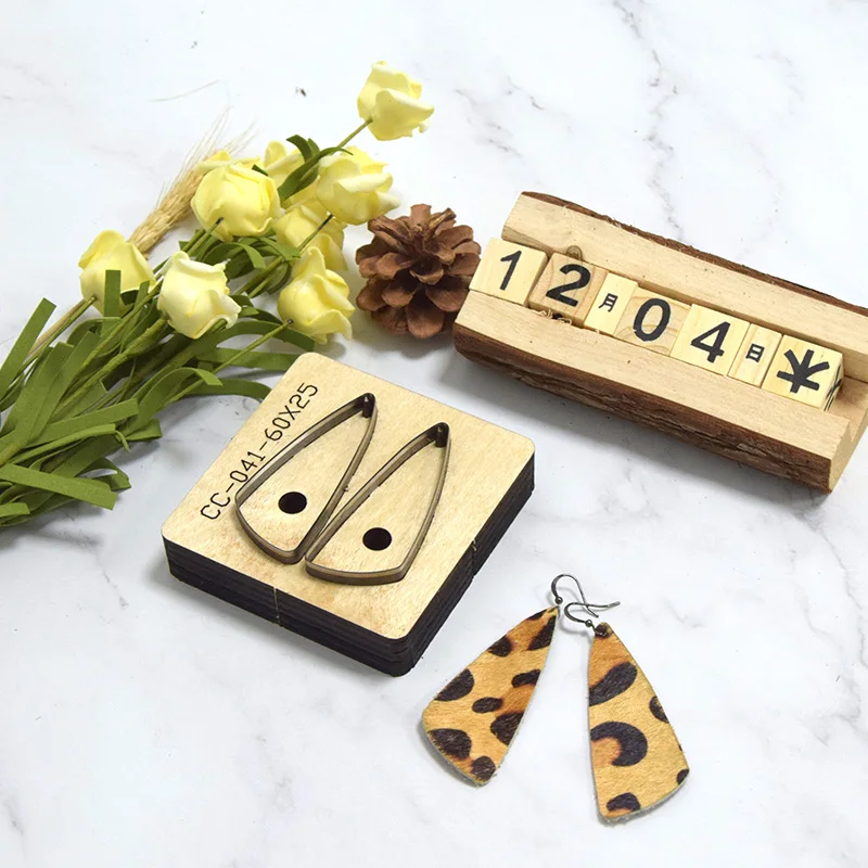 Handmade Leather Teardrop Earrings Template for Die Cutting Machine, Wooden Punch Machine, DIY Cutting Dies