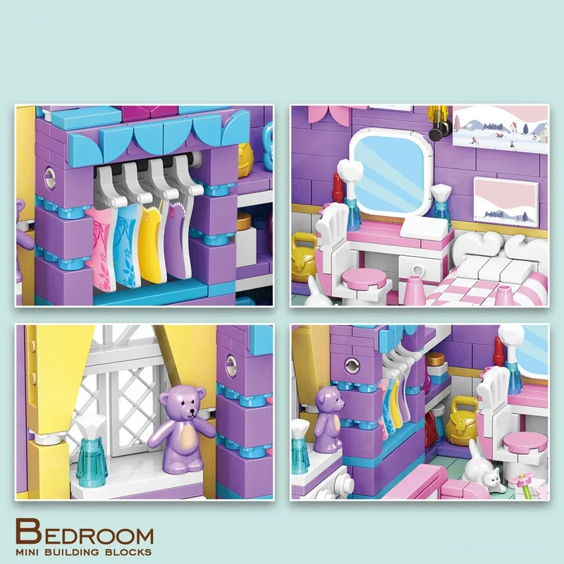 Blocos de Construção de Casas para Meninas, City Friends Kits, Modelo de Cozinha Quarto, Brinquedos Educativos para Menino, 639Pcs