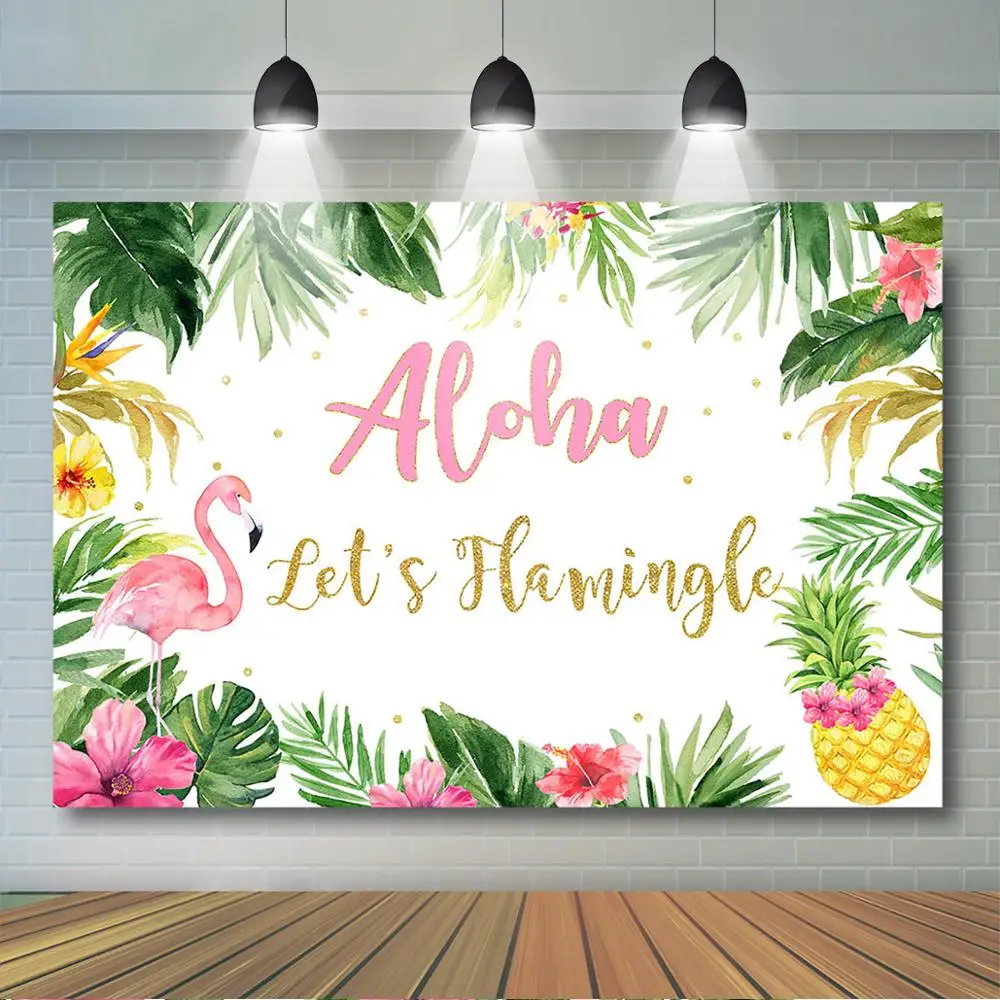 

Let's Flamingo Birthday Backdrop Girls Tropical Flamingle Birthday Party Decor Hawaiian Summer Aloha Pool Party Banner Supplies