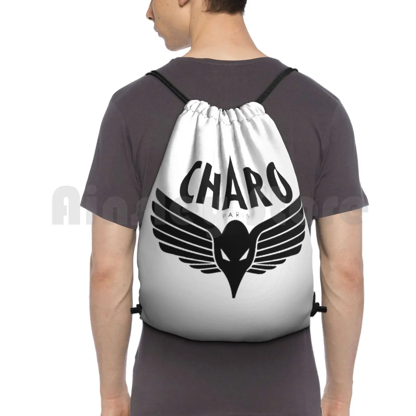 

Charo-Niska Backpack Drawstring Bags Gym Bag Waterproof Rap Charo Niska Logo Cool New Paris Black Blitz Blitz38 Fun