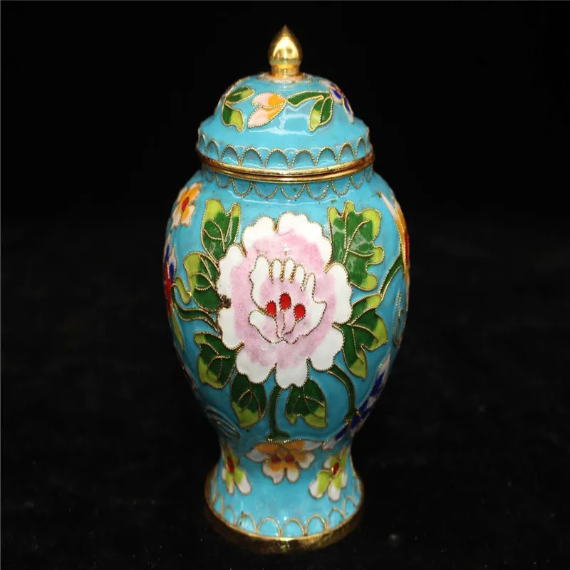 

Chinese Old Craft Cloisonne Painted Storage Jar Storage Tank Decoration