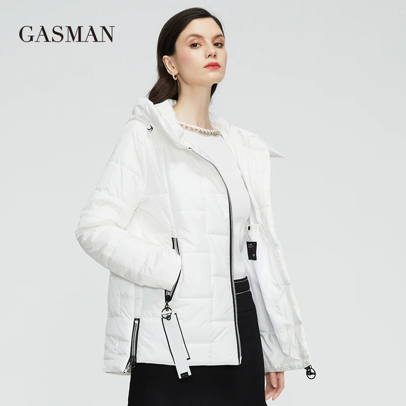 Imagem -02 - Jaqueta Gasman com Capuz Feminino Cabolsa Casual Parka Outwear Quente Curto Gola Alta Moda Novo Primavera 2023 81855