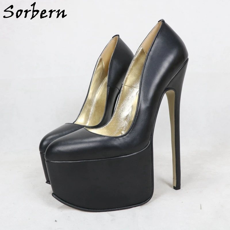 Sorbern Sexy 22Cm High Heel Pump Women Real Leather Platform Shoes Lady Of Heels For Women Crossdressers Sissy Boy Fetish Arch