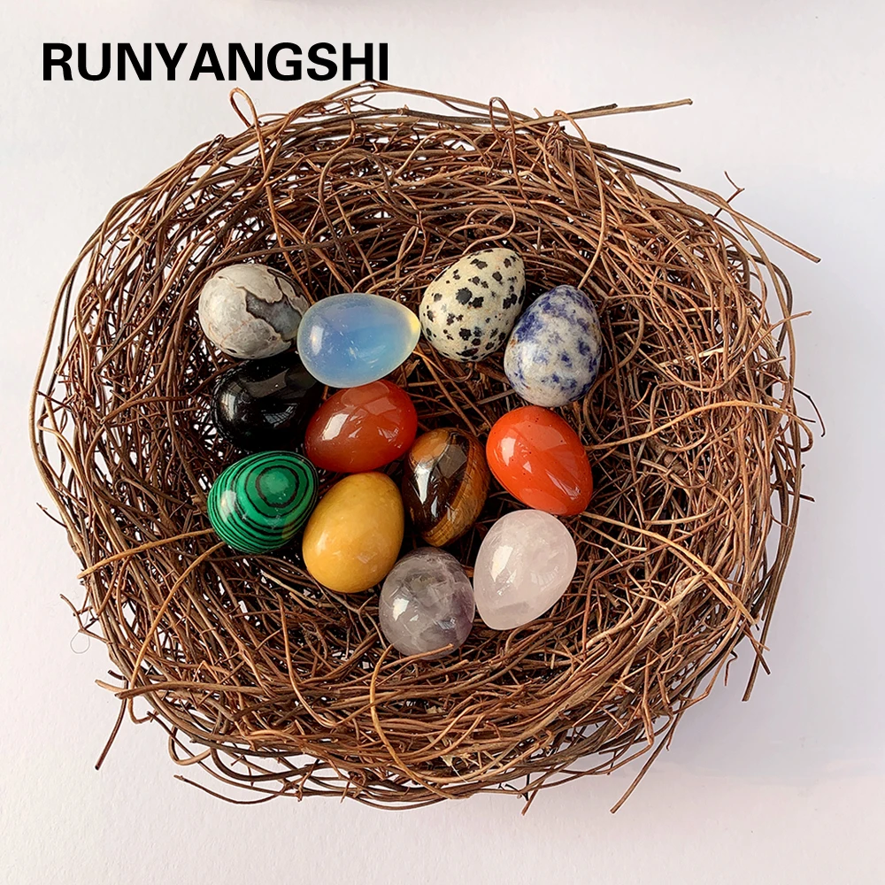 Runyangshi 12Pcs Crystal Mini Egg Gem Energy Gift DIY Accessories Healthy Family Decoration