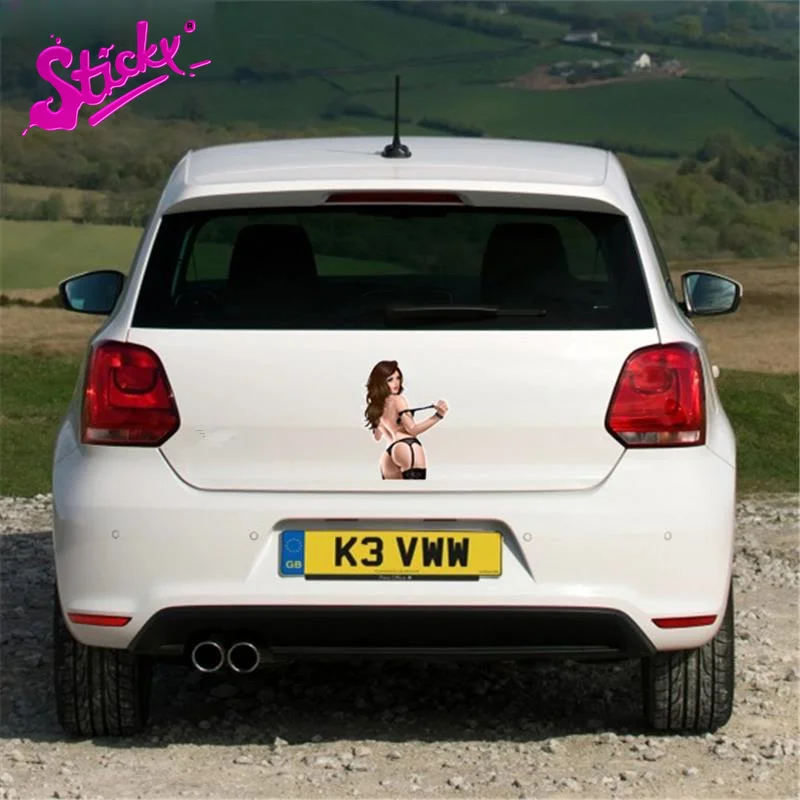 STICKY Sexy Blonde Girl In Stockings Car Sticker Decal DecorMotorcycle Off-road Sticker Laptop Decal Vinyl