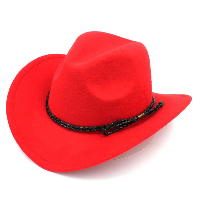 Vintage Western Cowboy Hat Wide Brim Felt Braided Rope Band Unisex 5df95dd4-cbf2-42c0-8e32-  main image 3