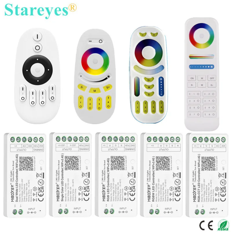 Imagem -01 - Luz Wifi Tuya Alexa Google Casa Controlador de Voz Miboxer App Dimmer Tira Led Cct Rgb Rgbw Rgbct rf 2.4g Controle Remoto mi luz wifi tuya alexa google casa controlador de voz miboxer app dimmer tira led cct rgb rgbw rgbct rf 24g controle remoto mi 01
