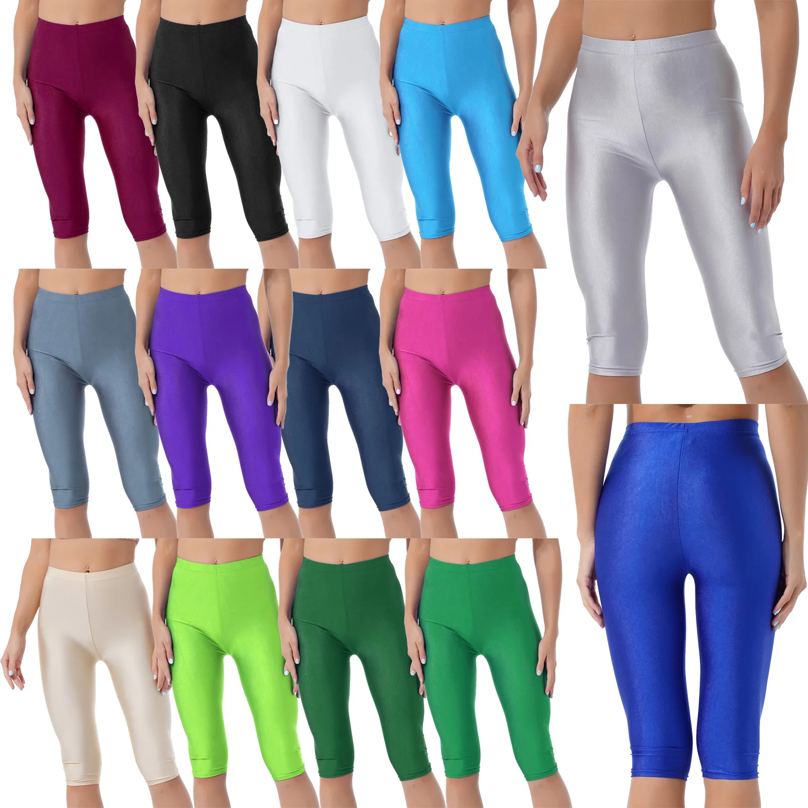 TiaoBug-Leggings elásticos para mujer, pantalones largos hasta la pantorrilla, Color puro, para Yoga, baile, Fitness, correr, cintura ajustada